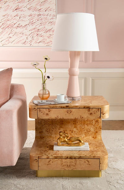 product image for Emil 2-Drawer Side Table in Burl 51