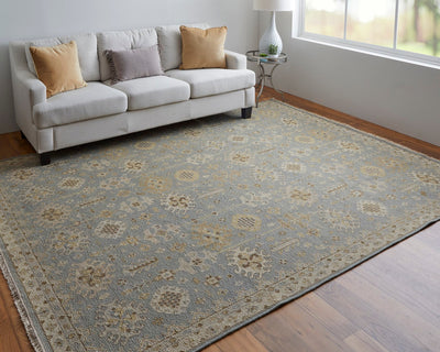 product image for Aleska Oriental Blue/Gray/Ivory Rug 9 7