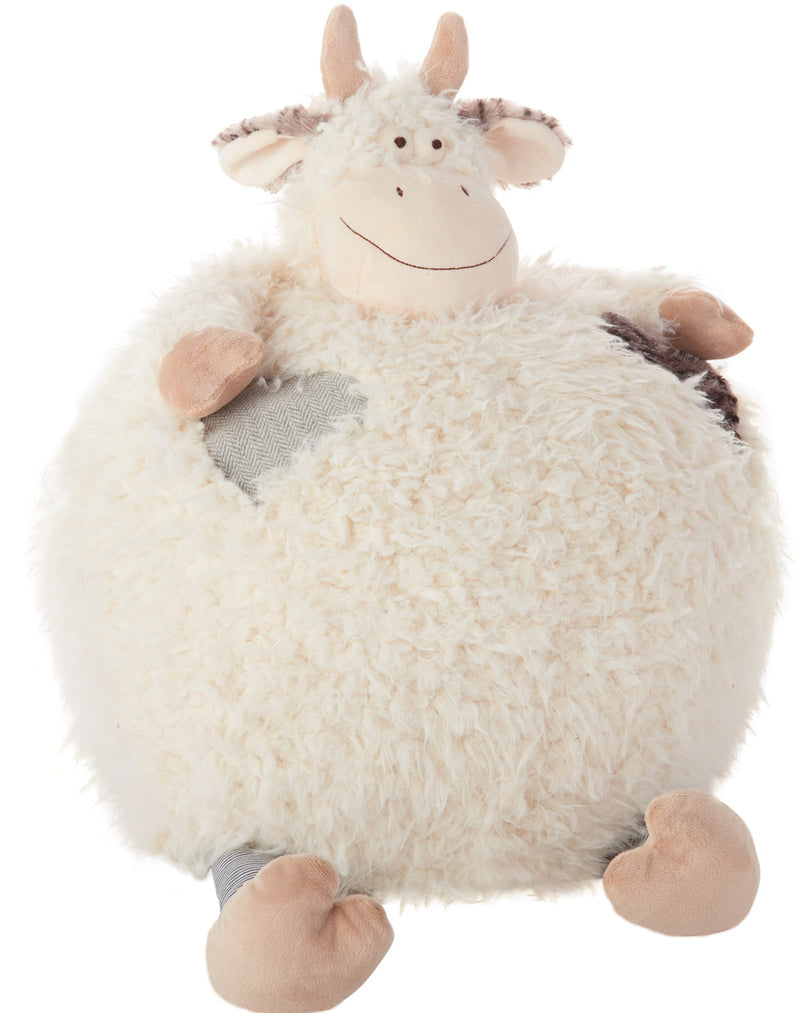 media image for Plush Lines Handcrafted  Cow Pouf Kids Ivory Plush Animal 285