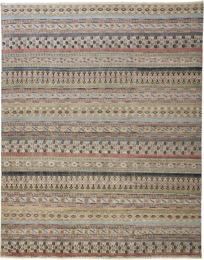 media image for Eckhart Hand Knotted Tan and Blue Rug by BD Fine Flatshot Image 1 223