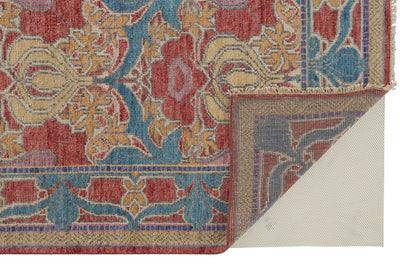 product image for Bennet Hand Knotted Blue and Red Rug by BD Fine Fold Image 1 44