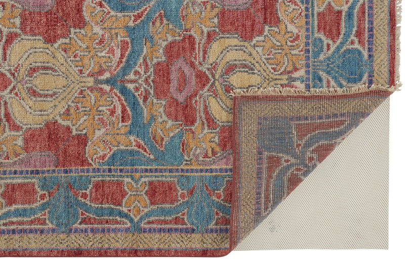 media image for Bennet Hand Knotted Blue and Red Rug by BD Fine Fold Image 1 234