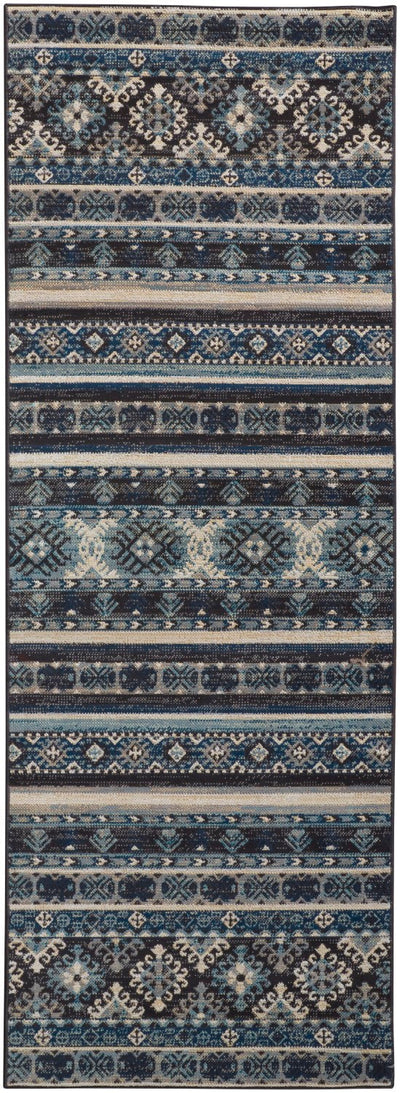 product image for kezia power loomed geometric river blue dark gray rug news by bd fine nolr39atblublkc16 6 14