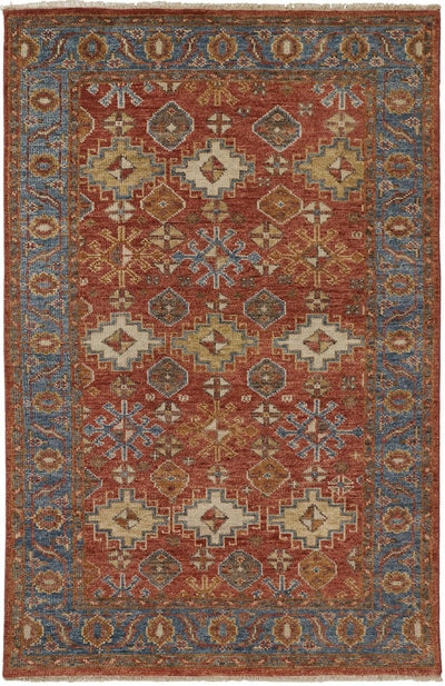 product image of Irie Hand Knotted Rust and Blue Rug by BD Fine Flatshot Image 1 58