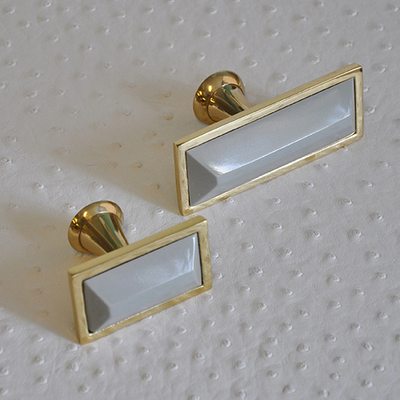 product image for large brass rectangle knob with inset resin in various colors 3 85