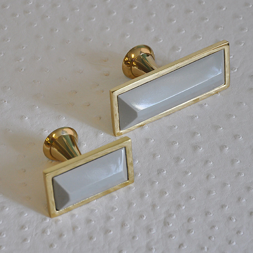 media image for large brass rectangle knob with inset resin in various colors 3 273