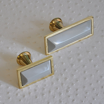 product image for large brass rectangle knob with inset resin in various colors 6 67