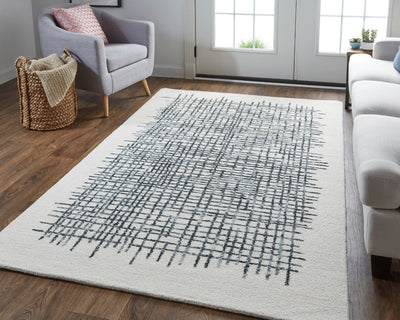 product image for Carrick Hand-Tufted Crosshatch Ivory/Graphite Gray Rug 6 87