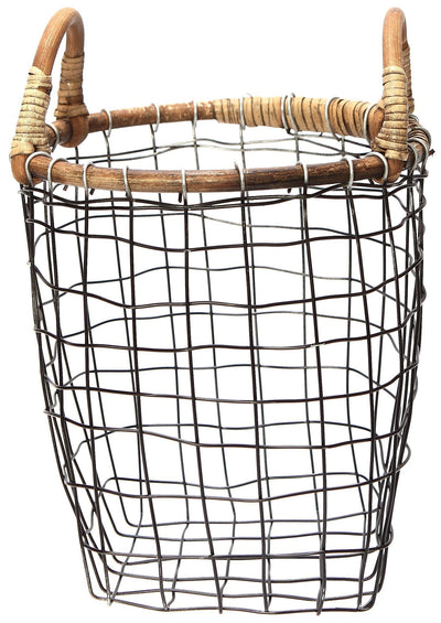product image for rattan top wire basket medium design by puebco 6 14