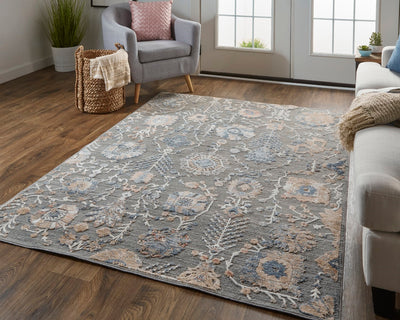 product image for Sybil Power Loomed Ornamental Charcoal/Biscuit Tan Rug 6 13