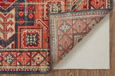 product image for Kezia Power Loomed Distressed Ochre Red/Charcaol Gray Rug 5 88