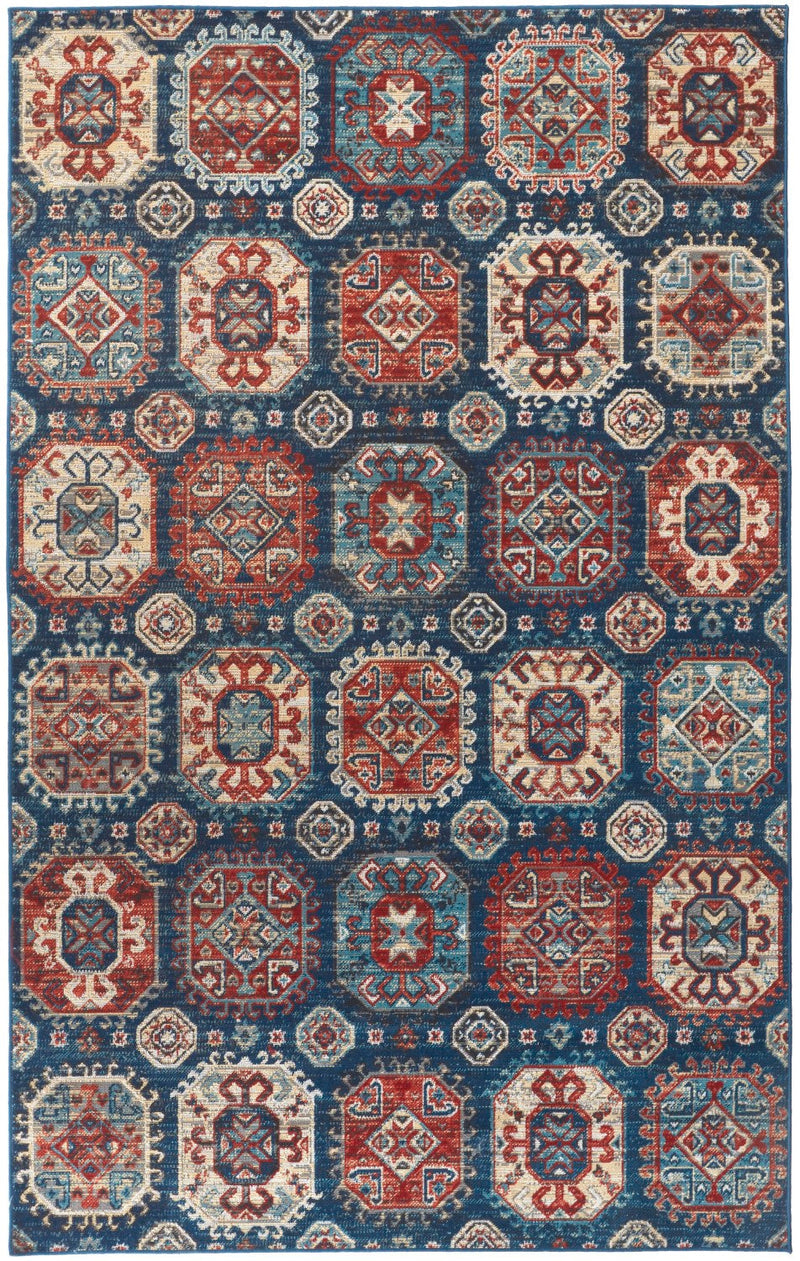 media image for Kezia Power Loomed Distressed Classic Blue/True Red Rug 1 248