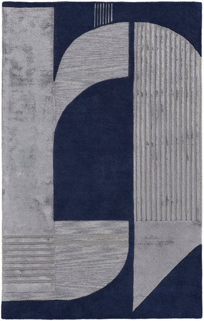 product image for Cutlor Hand Tufted Graphic Navy Blue/Silver Gray Rug 1 24