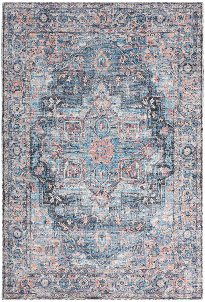 media image for Nicole Curtis Machine Washable Series Light Blue Multi Vintage Rug By Nicole Curtis Nsn 099446164599 1 295