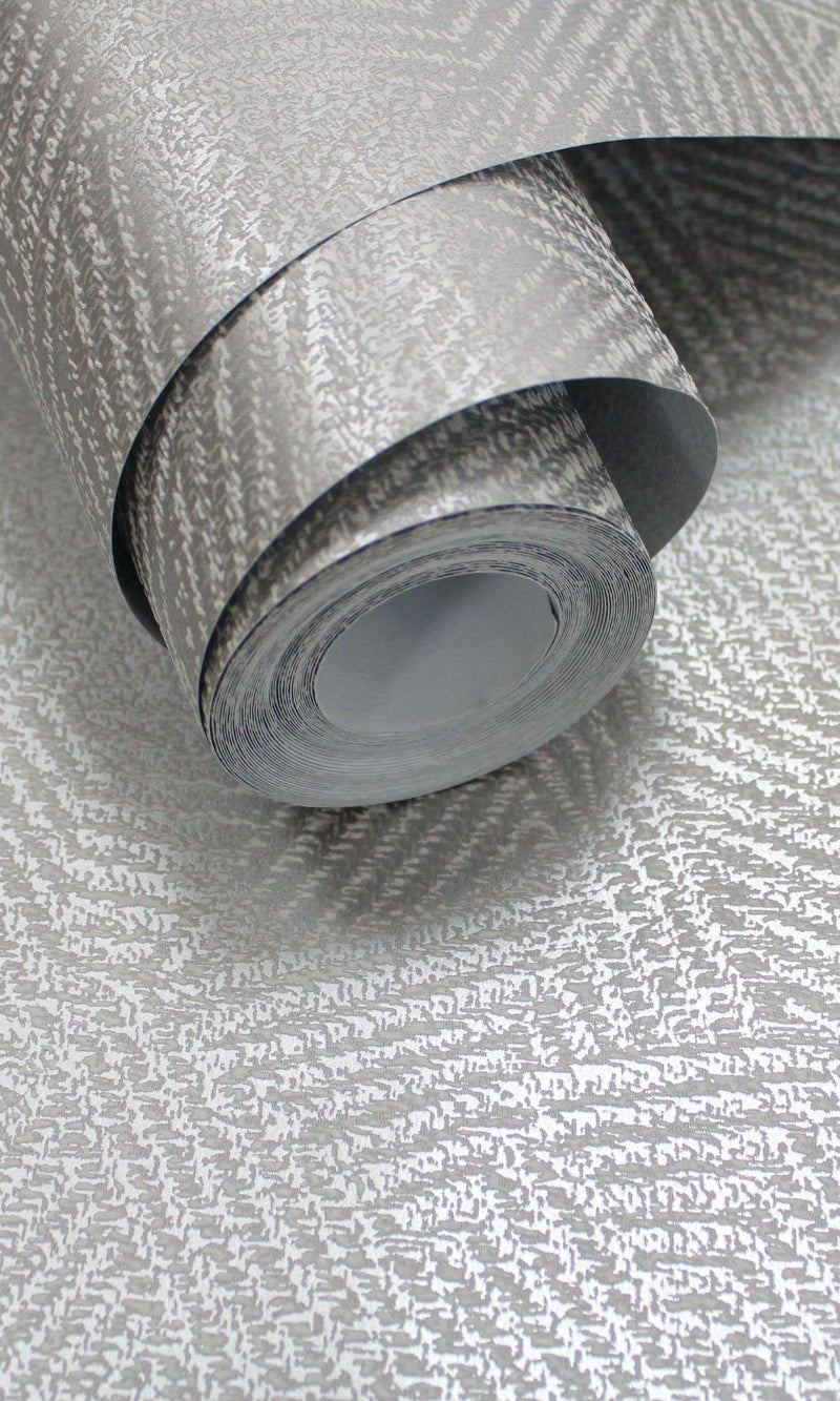 media image for Fabric Effect Grey Geometric Metallic Wallpaper by Walls Republic 247