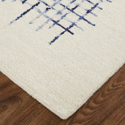 product image for Carrick Hand-Tufted Crosshatch Ivory/Navy Blue Rug 4 65