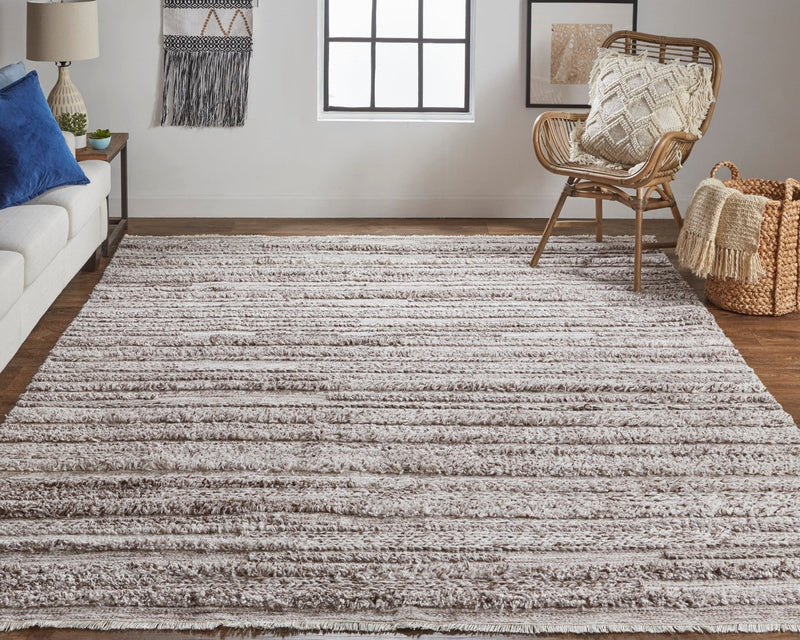media image for Akton Handwoven Stripes Ivory/Rustic Brown Rug 6 298
