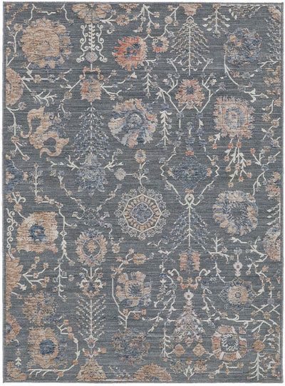 product image of Sybil Power Loomed Ornamental Charcoal/Biscuit Tan Rug 1 58