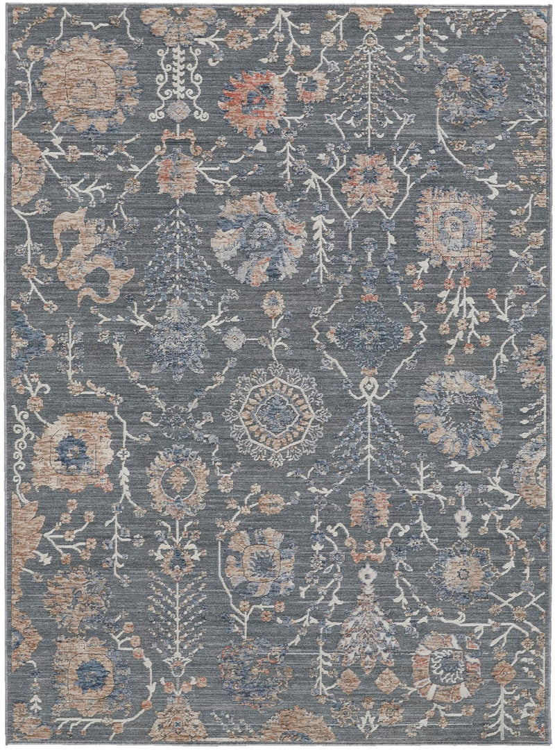 media image for Sybil Power Loomed Ornamental Charcoal/Biscuit Tan Rug 1 222