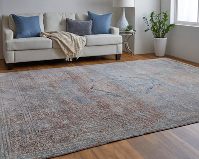 product image for Gilford Medallion Blue / Rust Rug 6 70