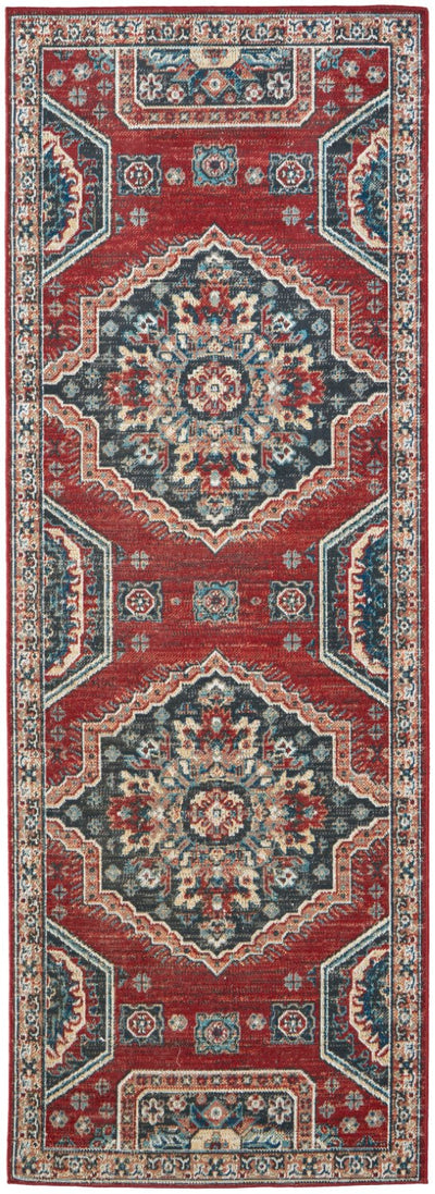 product image for kezia power loomed distressed true red river blue rug news by bd fine nolr39cdredmltc16 6 71