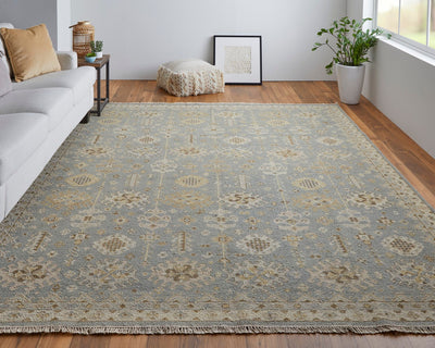 product image for Aleska Oriental Blue/Gray/Ivory Rug 7 8