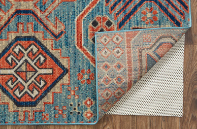 product image for Kezia Power Loomed Distressed River Blue/Red Orange Rug 5 43