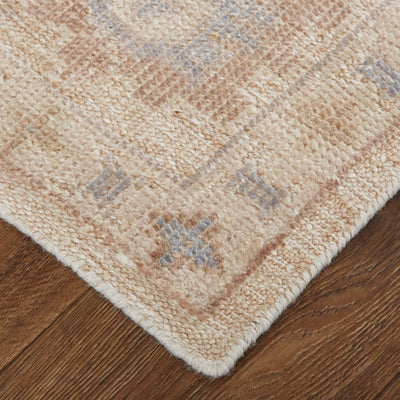 product image for Tierney Hand-Knotted Ornamental Ivory Tan/Stone Blue Rug 4 2