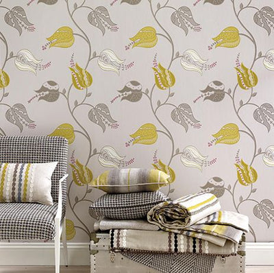 product image for Isfahan Tulip Wallpaper in orange and gray from the Persian Garden Collection by Osborne & Little 88