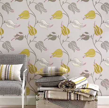 media image for Isfahan Tulip Wallpaper in orange and gray from the Persian Garden Collection by Osborne & Little 20