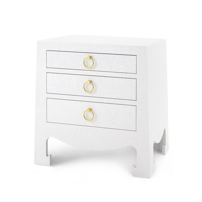 product image for Jacqui 3-Drawer Side Table in White Grasscloth 2