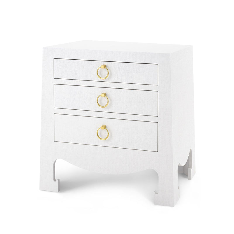 media image for Jacqui 3-Drawer Side Table in White Grasscloth 219