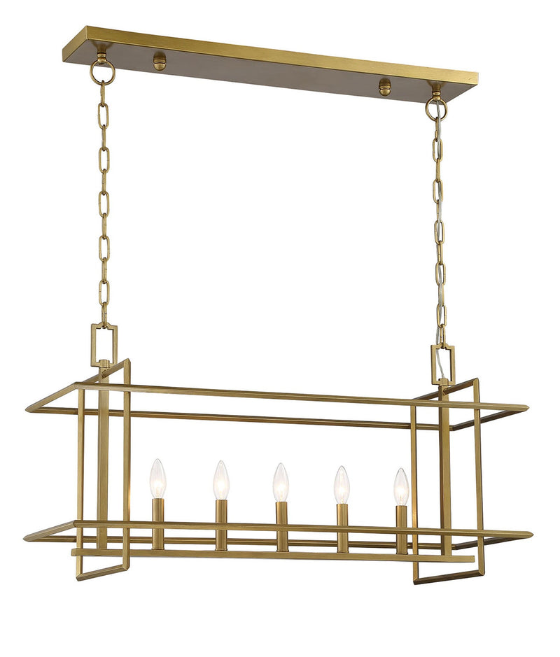 media image for Ormand 5 Light Brass Kitchen Island Pendant By Lumanity 3 214