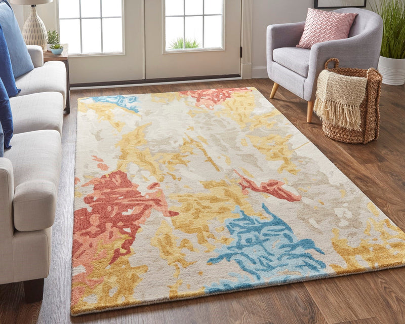 media image for Calista Hand-Tufted Abstract Sunny Yellow/Sky Blue Rug 6 246