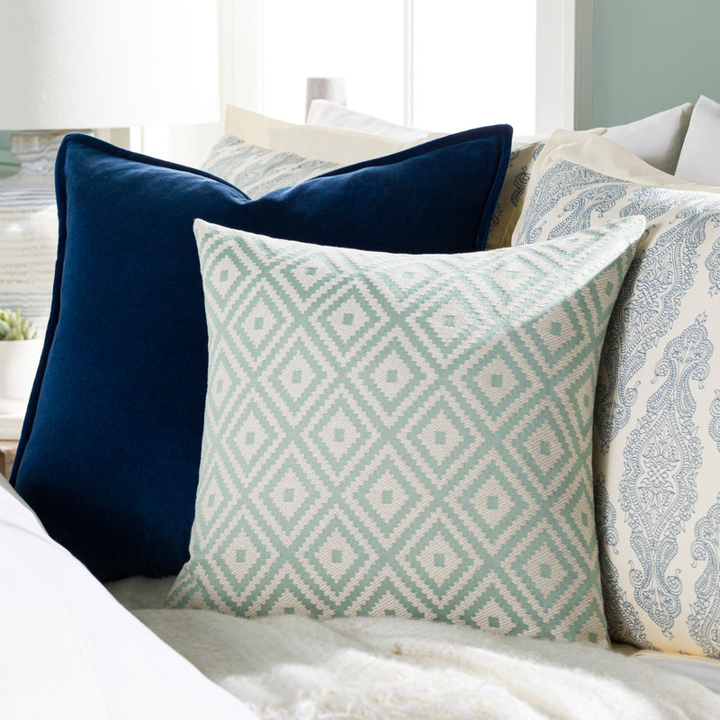 media image for Kanga KGA-003 Jacquard Square Pillow in Mint & Cream by Surya 241