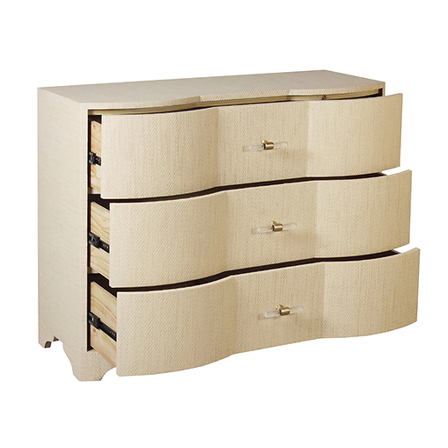 media image for three drawer chest with acrylic hardware in various colors 11 285