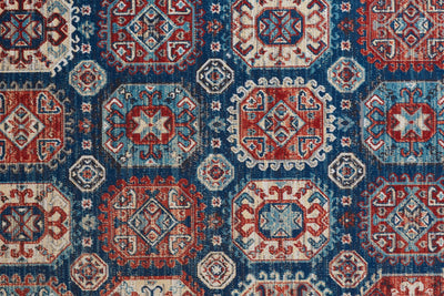 product image for Kezia Power Loomed Distressed Classic Blue/True Red Rug 2 35
