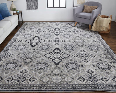 product image for Adana Ornamental Ivory/Black/Silver Rug 6 77