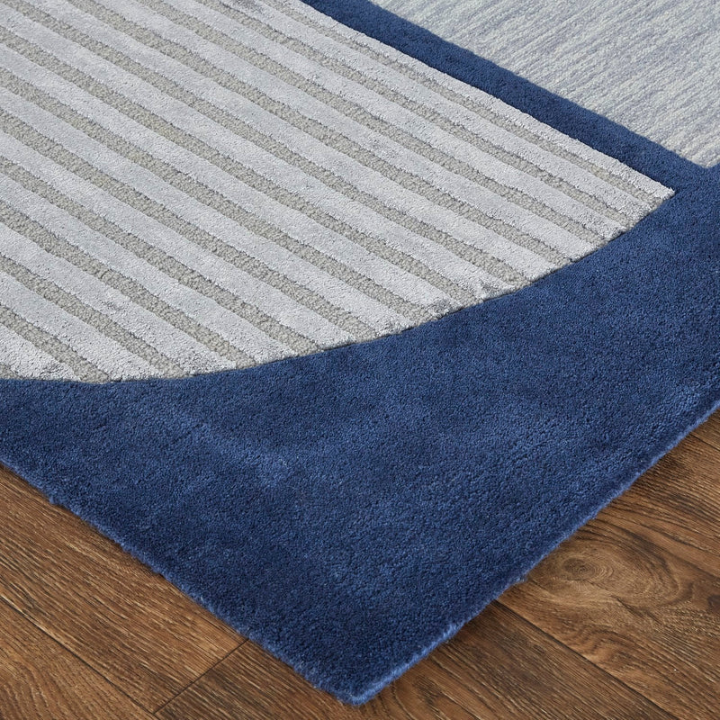media image for Cutlor Hand Tufted Graphic Navy Blue/Silver Gray Rug 4 263