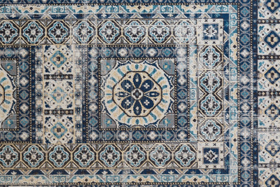 product image for Kezia Power Loomed Distressed Blue/Vanilla Beige Rug 2 7