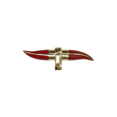 product image for Lenny Resin Horn Shape Handle w/ Brass Detailing in Red design by BD Studio 76