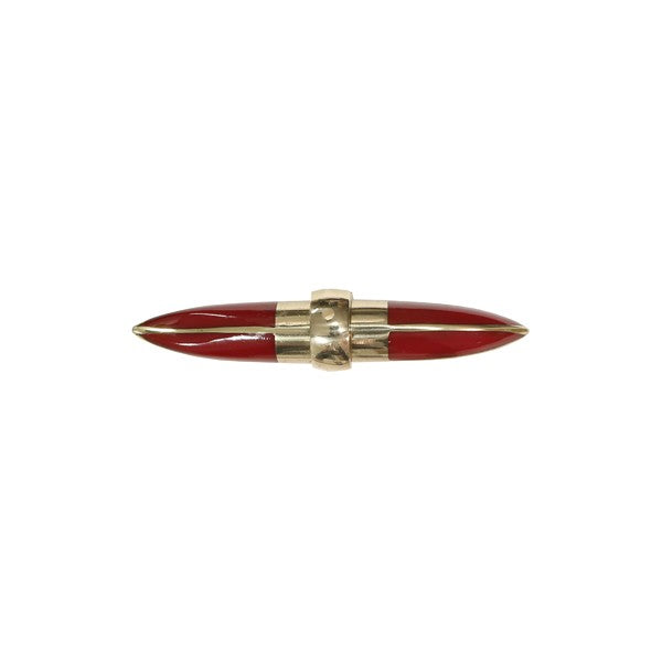 media image for Lenny Resin Horn Shape Handle w/ Brass Detailing in Red design by BD Studio 284
