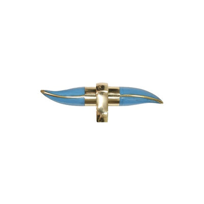 product image of Lenny Resin Horn Shape Handle w/ Brass Detailing in Turquoise design by BD Studio 533
