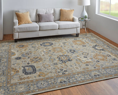 product image for Aleska Oriental Blue/Brown/Gray Rug 9 18