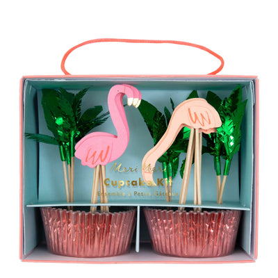 product image of neon flamingo cupcake kit by meri meri mm 188494 1 520