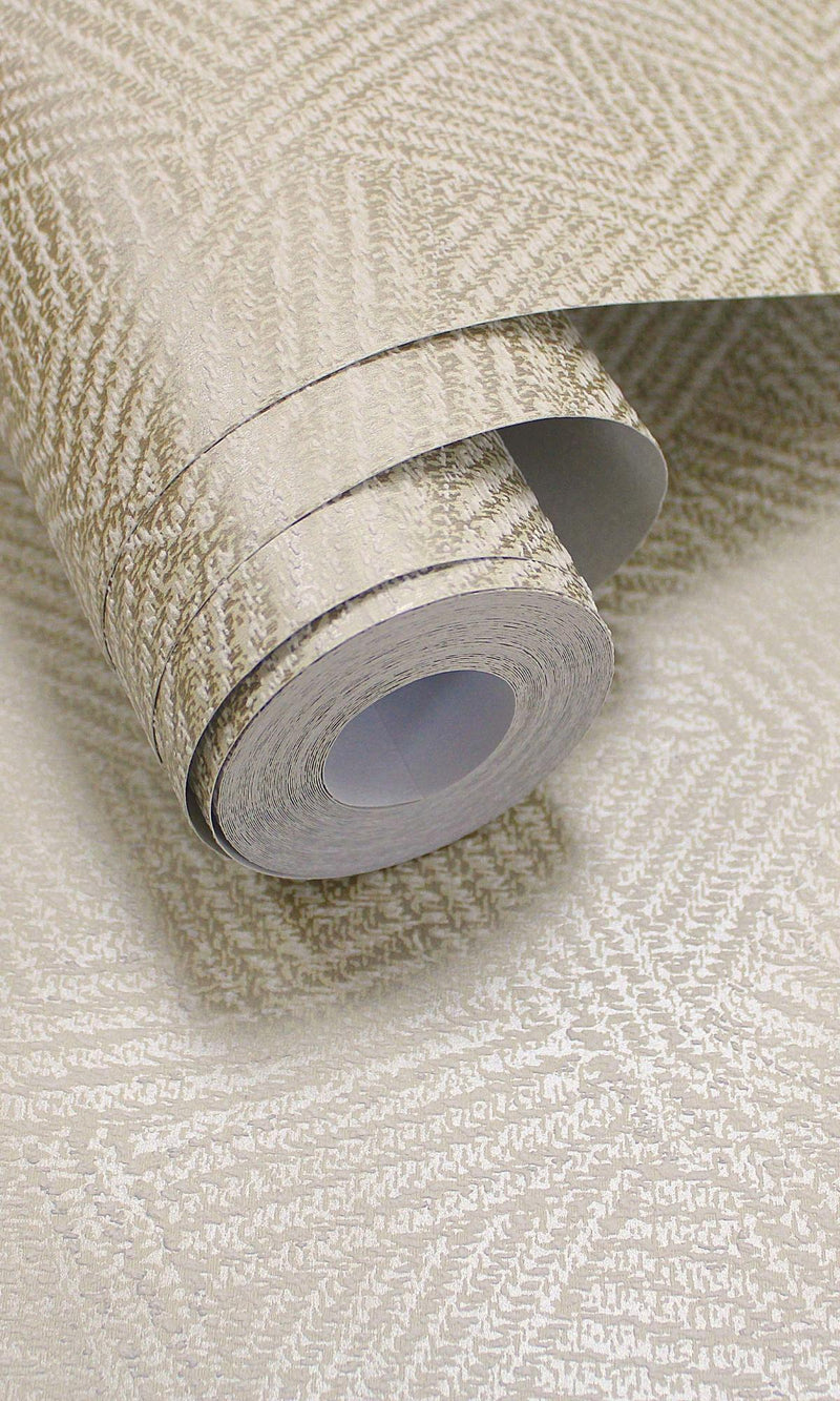 media image for Fabric Effect Cream Geometric Metallic Wallpaper by Walls Republic 276