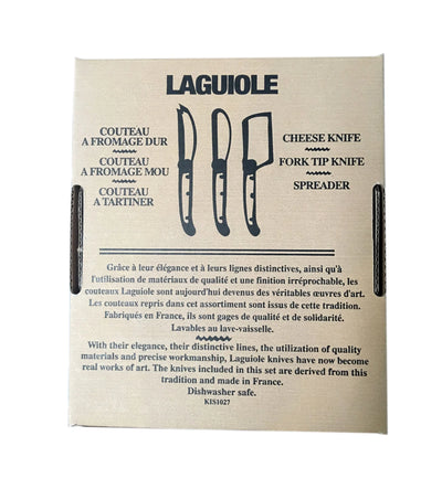 product image for laguiole pale horn mini cheese set in brown box cutter spreader fork tipped knife 4 9