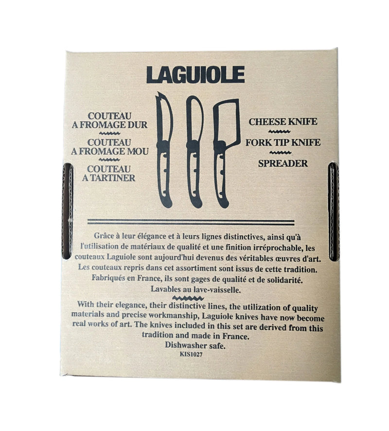 media image for laguiole pale horn mini cheese set in brown box cutter spreader fork tipped knife 4 234