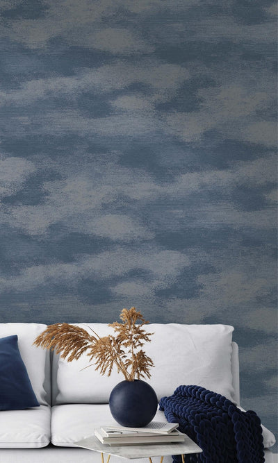 product image for Cloud-like Navy Textured Metallic Wallpaper by Walls Republic 80