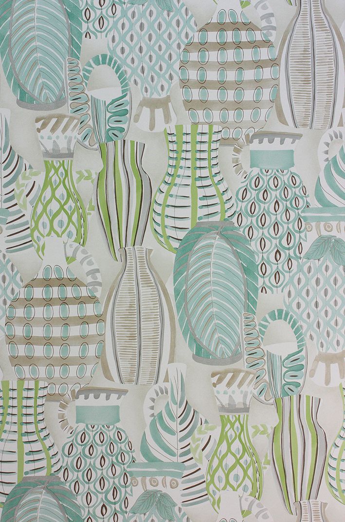 media image for Collioure Wallpaper in Aqua and Green from the Les Reves Collection by Nina Campbell 24